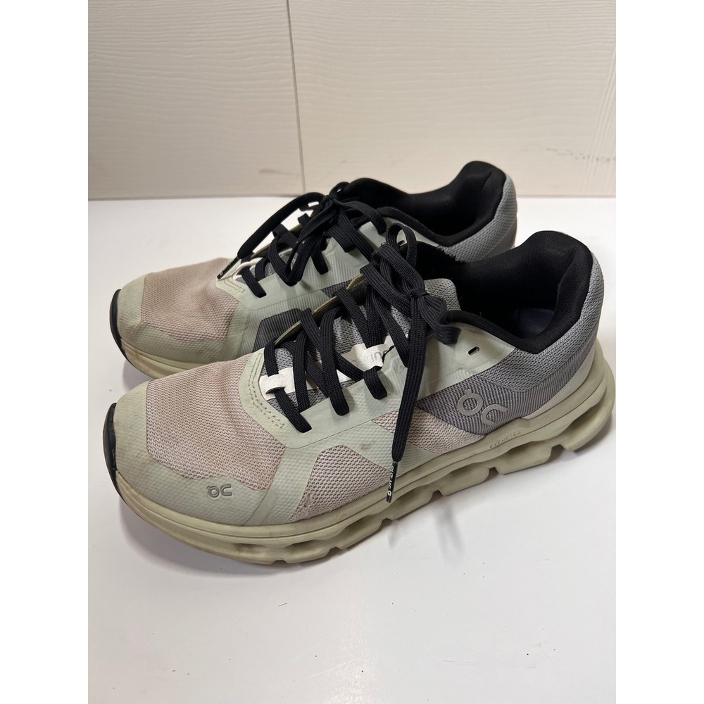 On Running Shoes Women's 7.5 Cloudrunner Gray Green Workout Sneaker